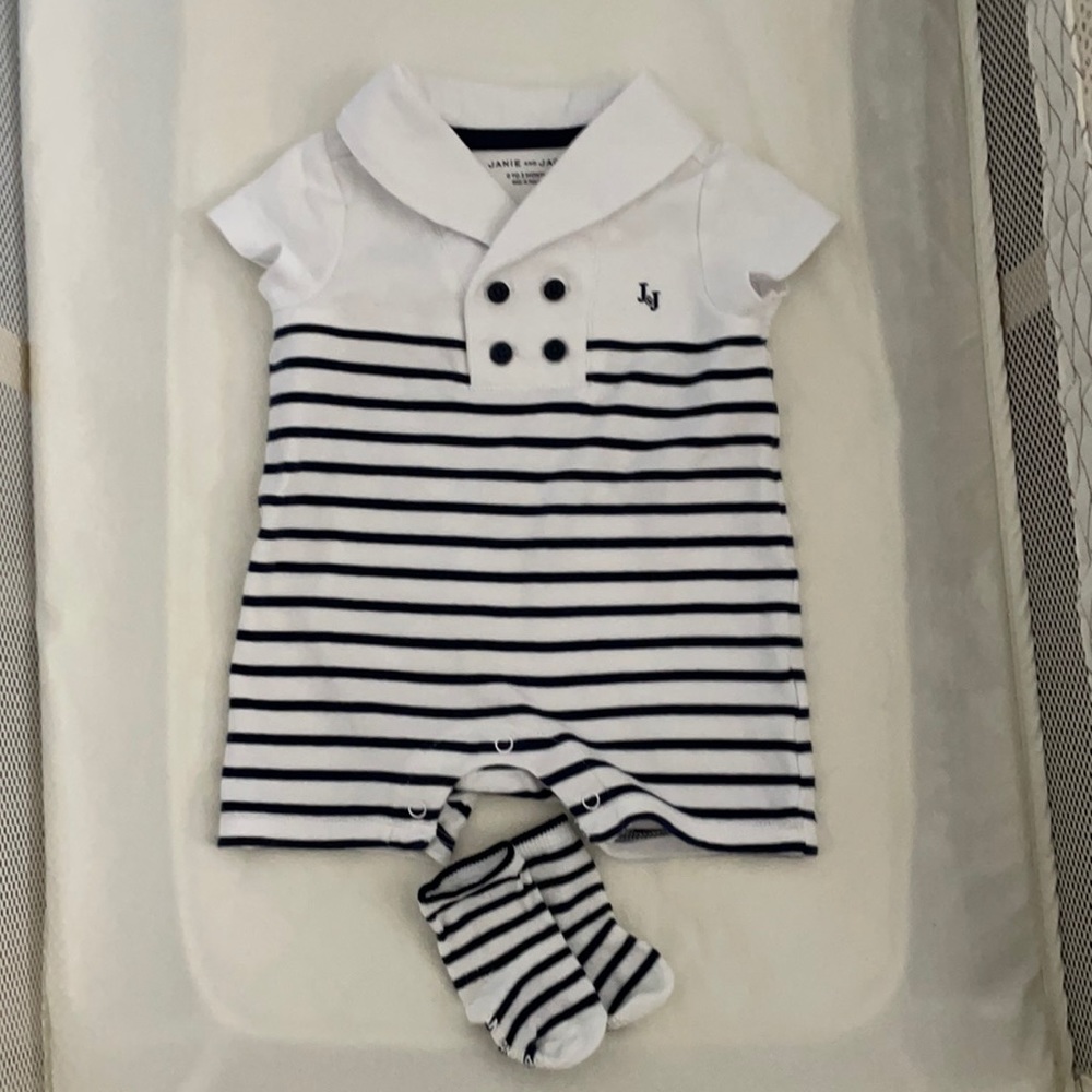 Janie and Jack Sailor Romper with matching socks
